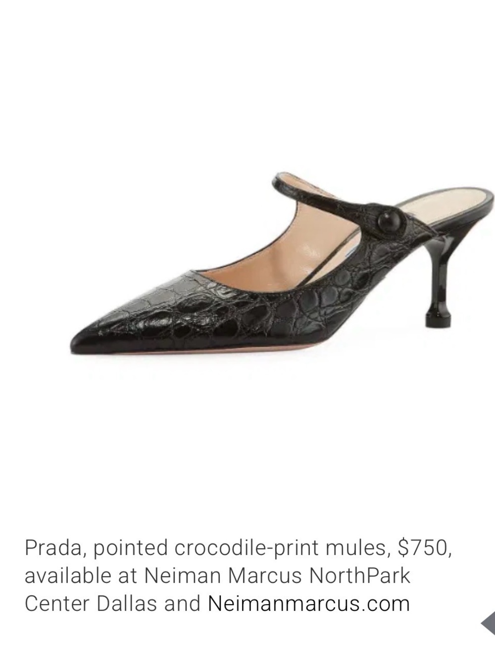 PRADA Black Crocodile Print Pointed Toe Slingback Kitten Heels EU 40